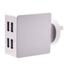 Tech.Inc Quad USB Wall Charger 4.8A White