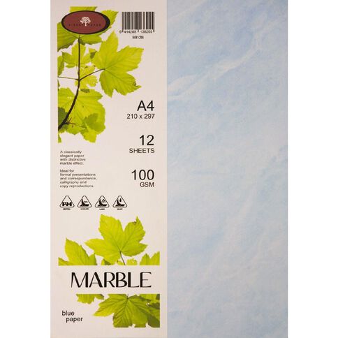 Direct Paper Marble Paper 100gsm Blue A4 12 Pack