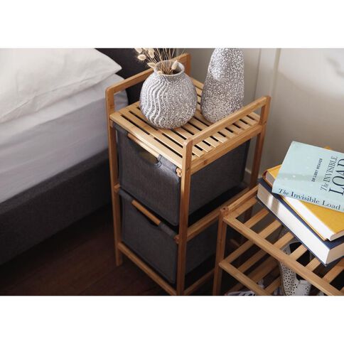 Living & Co Bamboo 2 Drawer Basket Shelf