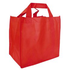Red Reusable Non Woven Grocer Bag with Base 5 Pack