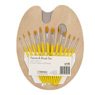 Uniti Wooden Palette & Brush Set 12 Pack Natural