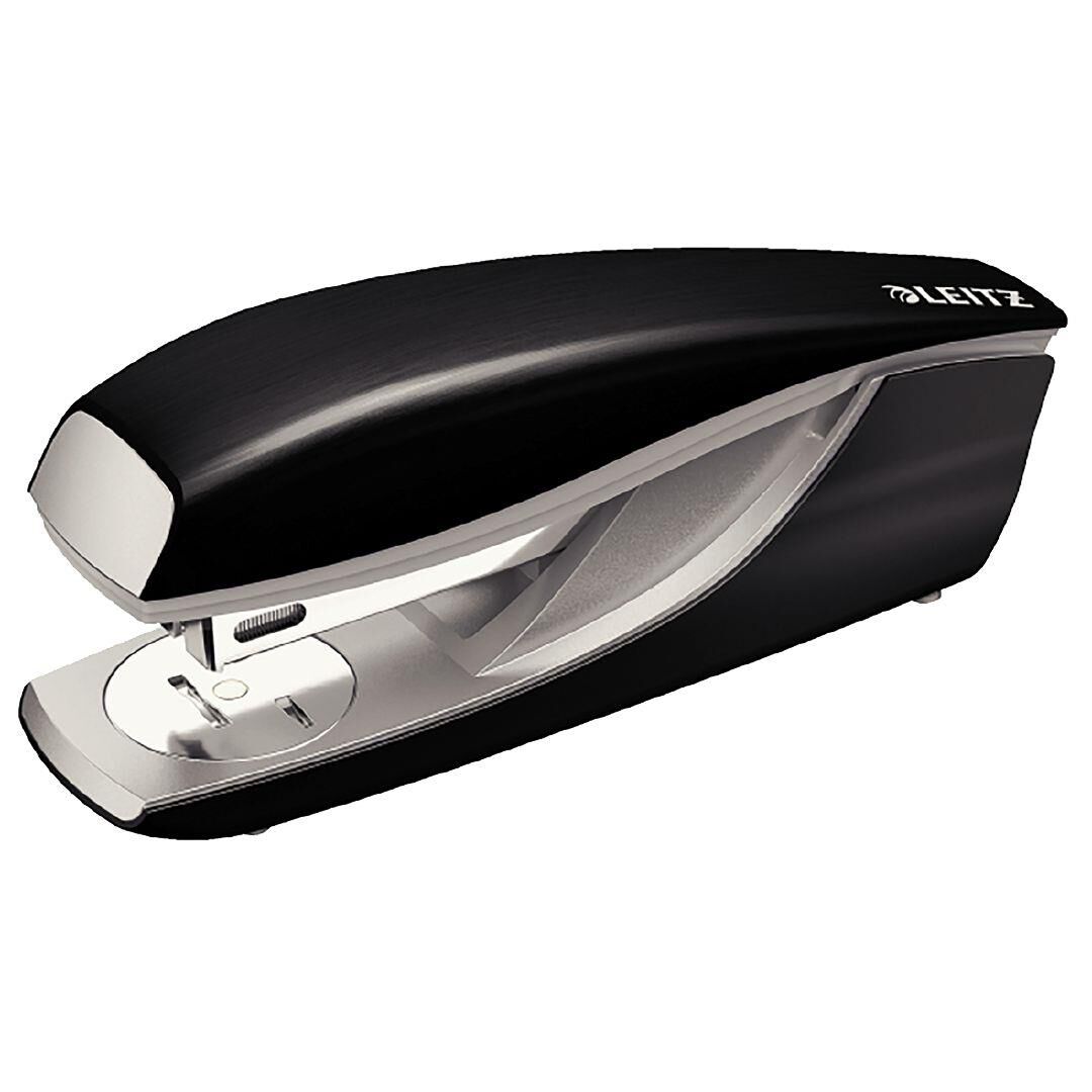 leitz metal half strip stapler 30 sheet satin black half sheet stationery