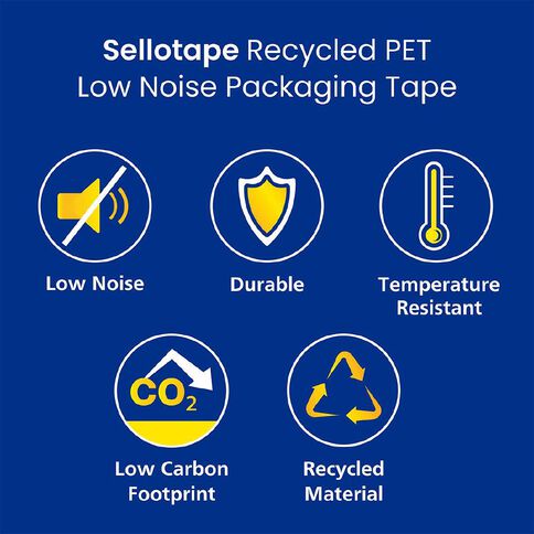 Sellotape Recycled PET Packaging Tape Low Noise 48mm x 50m