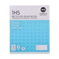 WS Exercise Book 1H5 10mm Quad 36 Leaf Blue