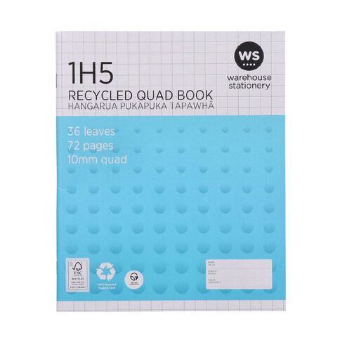 WS Exercise Book 1H5 10mm Quad 36 Leaf Blue