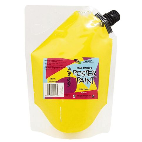 Fivestar Tempera Poster Paint Yellow 1.5 litre Pouch