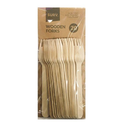 SURV. Wooden Forks Natural 20 Pack
