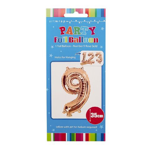 Artwrap Party Foil Balloon Number 9 Rose Gold 35cm