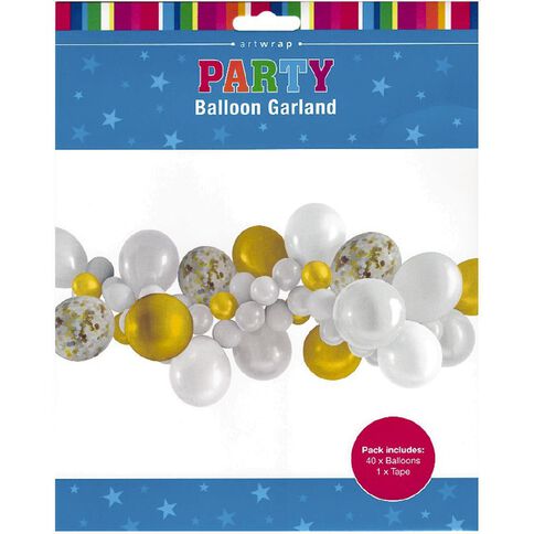 Artwrap Party Balloon Garland White & Gold 40 Pack