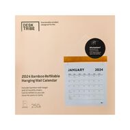 Desk Tribe Bamboo Refillable Hanging Wall Calendar 2024