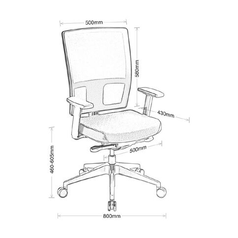 Media Ergo Mesh Highback Chair with Arms Black