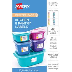 Avery Write-on Freezer Safe Rectangle Bright Fruity Design Label 40 Pack