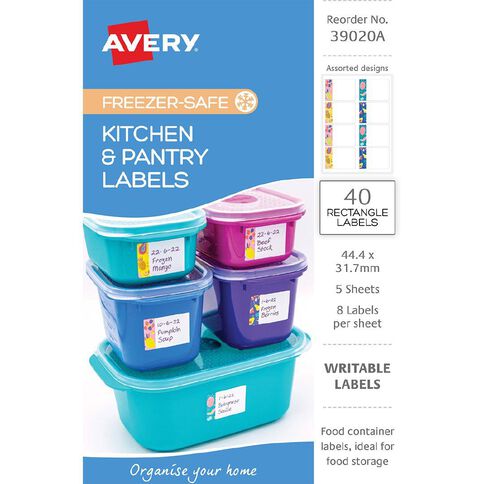 Avery Write-on Freezer Safe Rectangle Bright Fruity Design Label 40 Pack