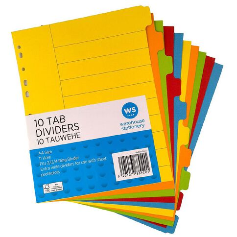 WS 10 Tab X Wide Coloured Divider