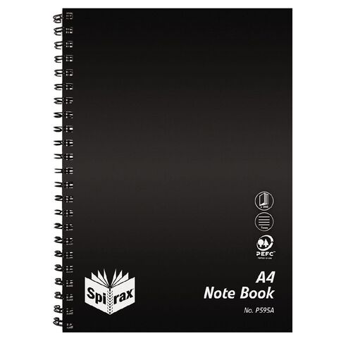 Spirax Notebook Spiral PP P595A 240 Pages Black A4