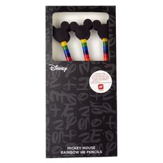 Disney Pride Mickey Mouse Rainbow HB Pencil with Topper 3 Pack