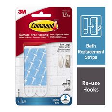 Command Replacement Bath Hook Strips Large