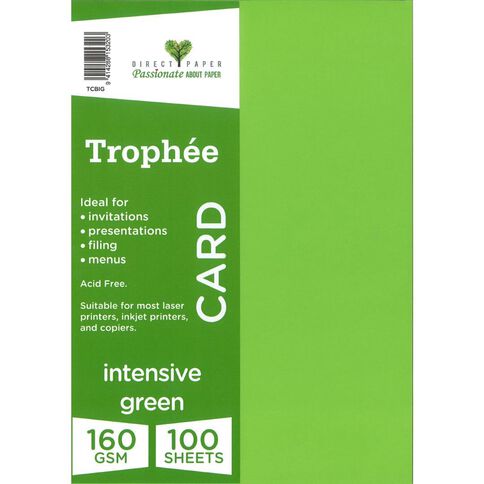 Trophee Card 160gsm 100 Pack Intensive Green A4