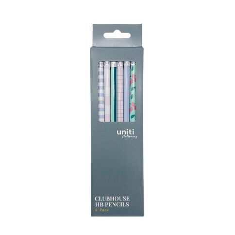 Uniti Clubhouse HB Pencils 6 Pack Multi-Coloured