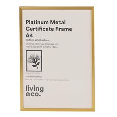 Living & Co Platinum Metal Certificate Frame Gold A4