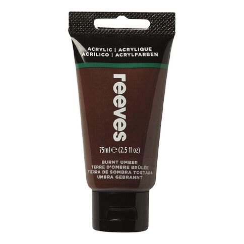 Reeves Fine Acrylic Paint Burnt Umber 75ml