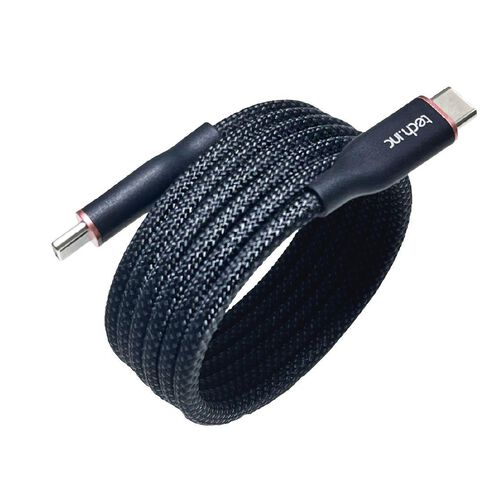 Tech.Inc C To C 1.2m Magnetic Braided Cable Black