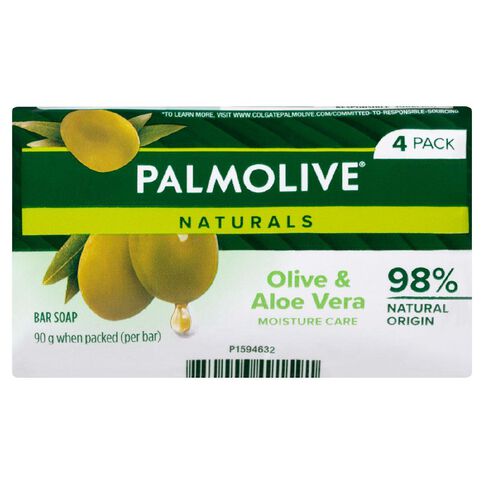 Palmolive Naturals Aloe & Olive Moisture Care Soap 90g 4 Pack Green Mid
