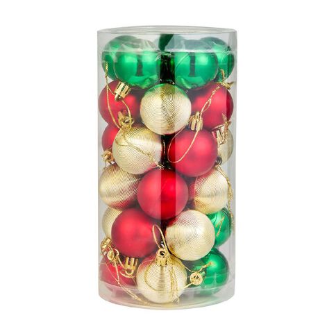 Wonderland Bauble 4cm Gold/Red/Green 30 Pack