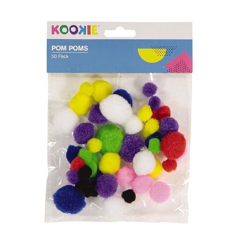 Kookie Pom Poms Craft Multi-Coloured 50 Pack