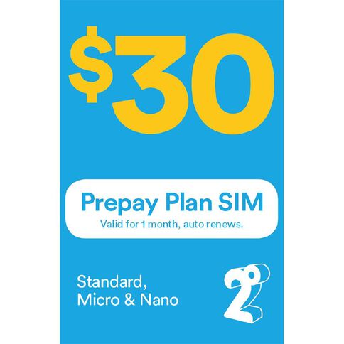 2degrees $30 Monthly Prepay Plan SIM