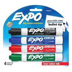 Expo Dry Erase Whiteboard Marker Bullet Tip Business 4 Pack Assorted