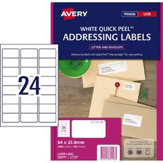 Avery Quick Peel 2400 Address Labels White 64mm x 33.8mm