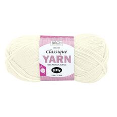 Birch Classique Yarn 100% Premium Acrylic 100g Ball 8 Ply Ivory