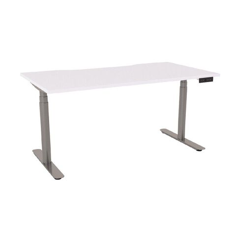Agile Round Electric Desk 1500 White Top Silver Legs