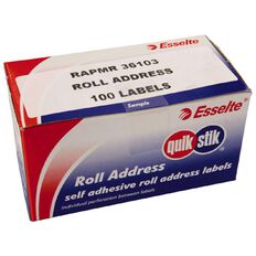 Quik Stik Labels Mr36103 36mm x 103mm 100 Pack White