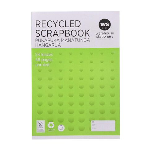 WS Scrapbook 320mm x 220mm Unruled 24 Leaf Green