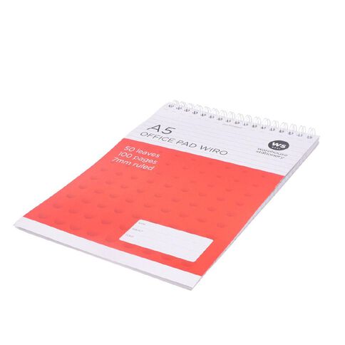 WS 7mm Wire-o A5 Notepad 80gsm White 50 Pages