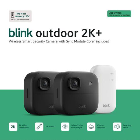 Blink Outdoor 2K+ With Sync Module Core 2 Pack Black