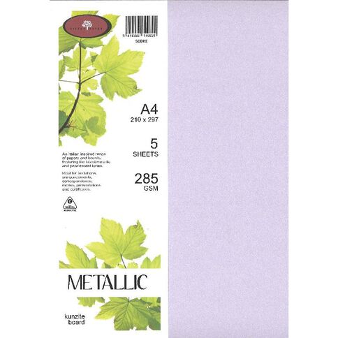 Direct Paper Metallic Board 285gsm Kunzite A4 5 Pack