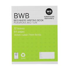 WS Exercise Beginners Writing Book (BWB) 14mm Ruled 32 Leaf Green