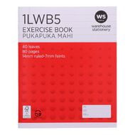 WS Exercise Book 1LWB5 7mm/14mm Ruled 40 Leaf Red Mid