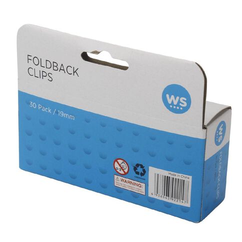 WS Foldback Clips 19mm 30 Pack