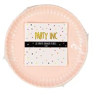 Party Inc Paper Dinner Plates 23cm Pastel Pink Mid 20 Pack