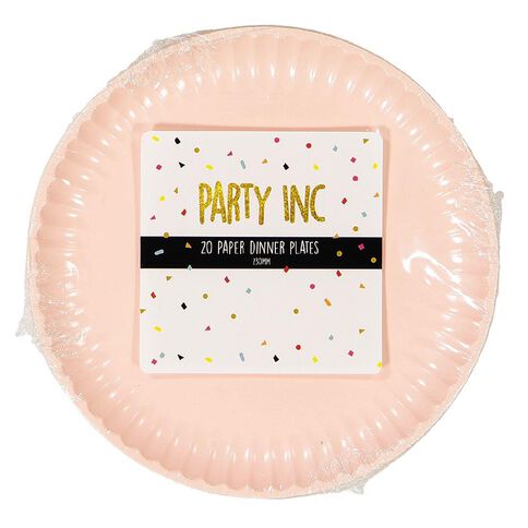 Party Inc Paper Dinner Plates 23cm Pastel Pink Mid 20 Pack