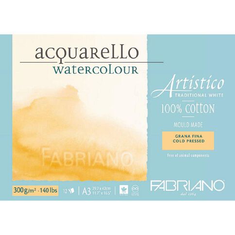 Fabriano Artistico Watercolour Pad Cold Pressed 300GSM 12 Sheets A3