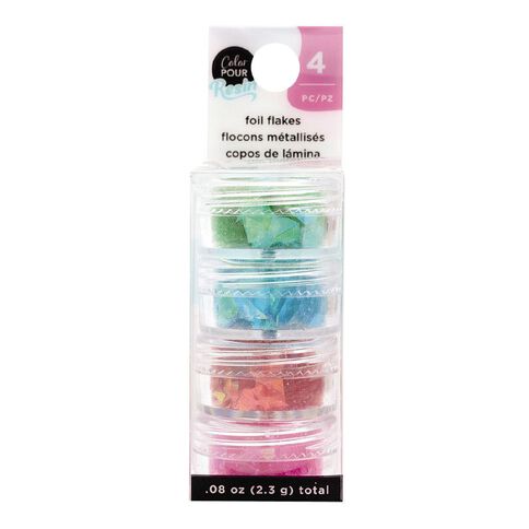 American Crafts Color Pour Mix-Ins Foil Flakes Primary 4 Pack