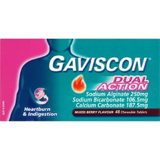 Gaviscon Dual Action Indigestion Heartburn Tablets Mixed Berry 48 Pack