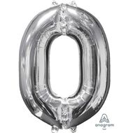 Amscan Mid-Size Shape Silver Numeral 0