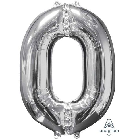 Amscan Mid-Size Shape Silver Numeral 0
