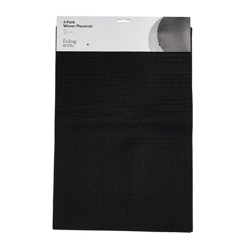 Living & Co Woven Placemat Black 30cm x 40cm Black 4 Pack